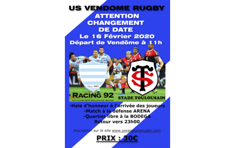Mise à jour : MATCH : Racing 92 / Toulouse