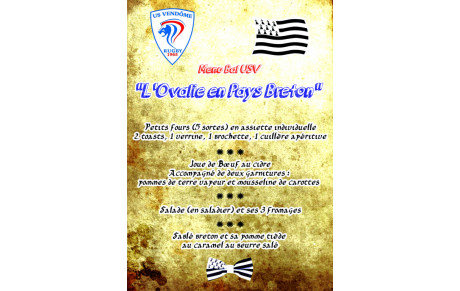 Menu de la soirée  &quot;Ovalie en pays Breton&quot;